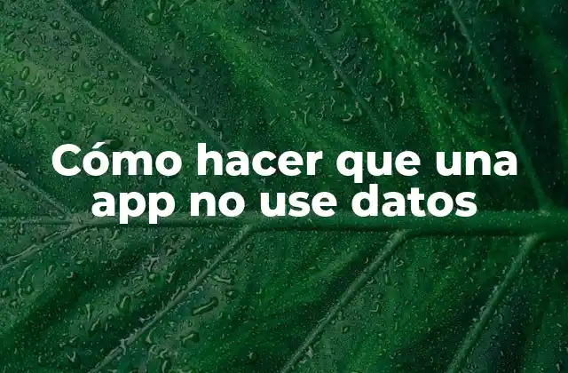 Cómo Hacer que una App No Use Datos
