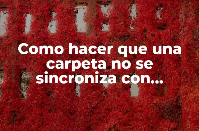 Como Hacer que una Carpeta No Se Sincroniza con Onedrive