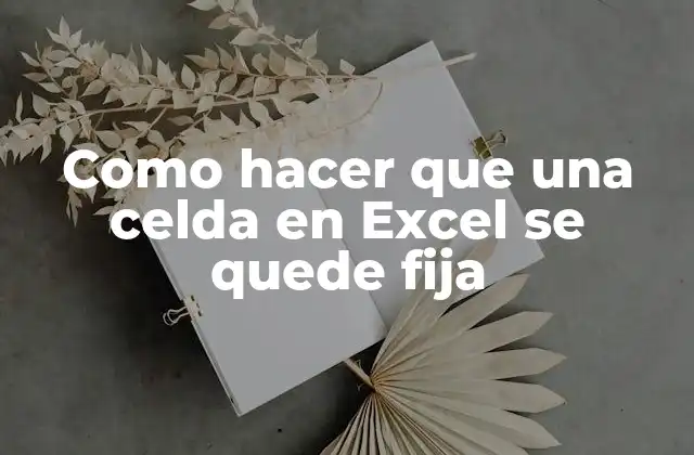 Como Hacer que una Celda en Excel Se Quede Fija