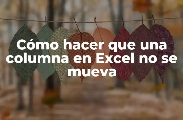 Cómo Hacer que una Columna en Excel No Se Mueva
