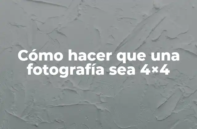 Cómo Hacer que una Fotografía Sea 4×4