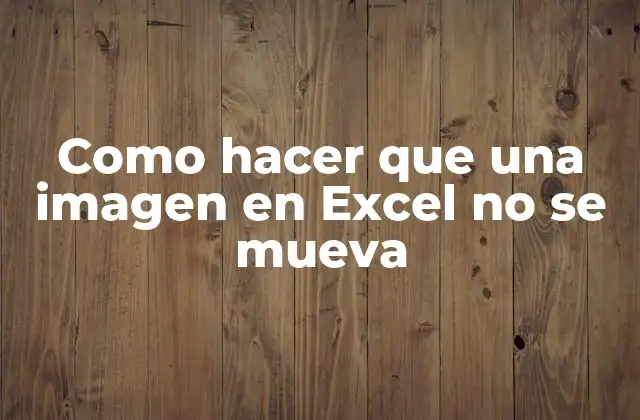 Como Hacer que una Imagen en Excel No Se Mueva