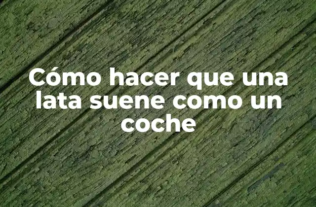 Cómo Hacer que una Lata Suene como un Coche