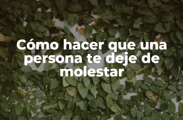 Cómo Hacer que una Persona Te Deje de Molestar