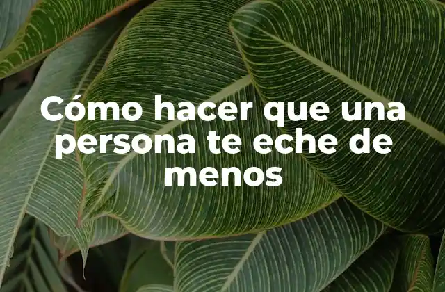 Cómo Hacer que una Persona Te Eche de Menos