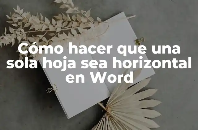 Cómo Hacer que una Sola Hoja Sea Horizontal en Word