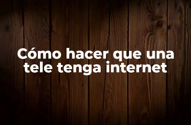 Cómo Hacer que una Tele Tenga Internet