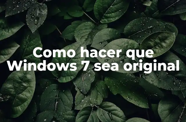 Como Hacer que Windows 7 Sea Original