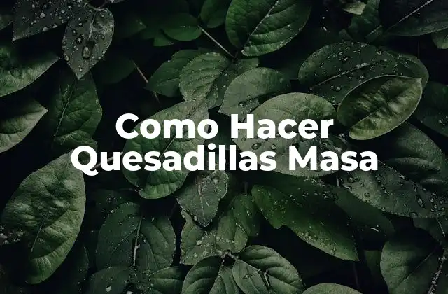 Como Hacer Quesadillas Masa