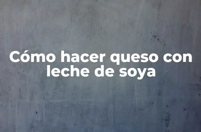 Cómo Hacer Queso con Leche de Soya