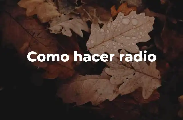 Como hacer radio: conceptos básicos y tecnología necesaria