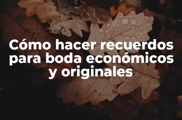 Cómo Hacer Recuerdos para Boda Económicos y Originales