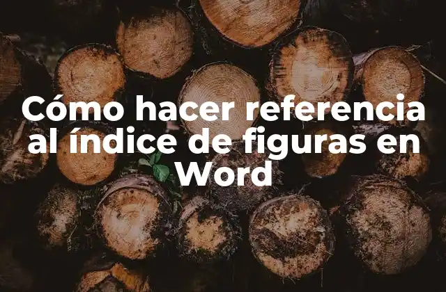 Cómo Hacer Referencia Al Índice de Figuras en Word