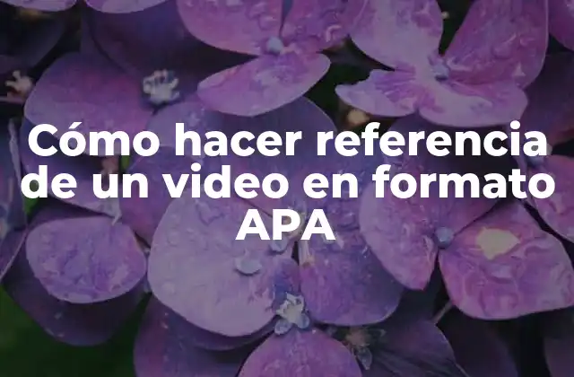 Cómo hacer referencia de un video en formato APA