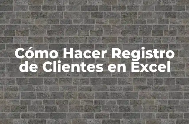 Cómo Hacer Registro de Clientes en Excel