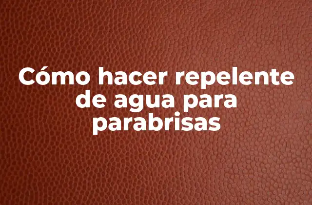 Cómo Hacer Repelente de Agua para Parabrisas
