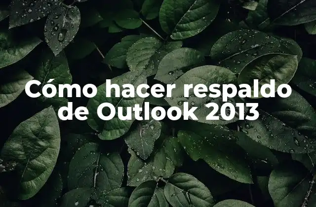 Cómo Hacer Respaldo de Outlook 2013