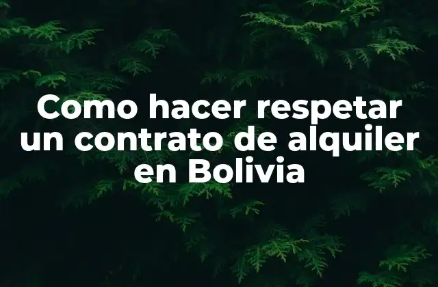 Como Hacer Respetar un Contrato de Alquiler en Bolivia