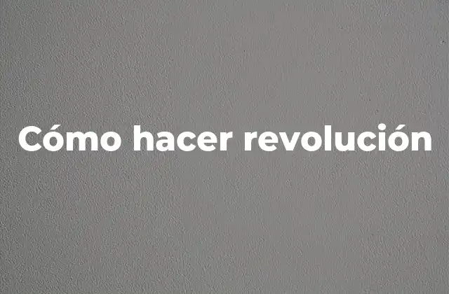 Cómo Hacer Revolución