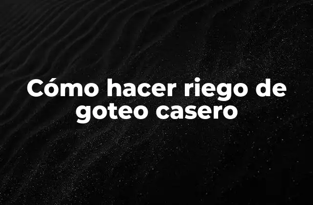 Cómo Hacer Riego de Goteo Casero