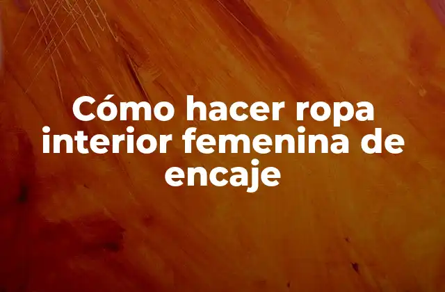 Cómo Hacer Ropa Interior Femenina de Encaje