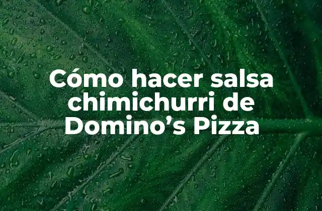 Cómo Hacer Salsa Chimichurri de Domino’s Pizza