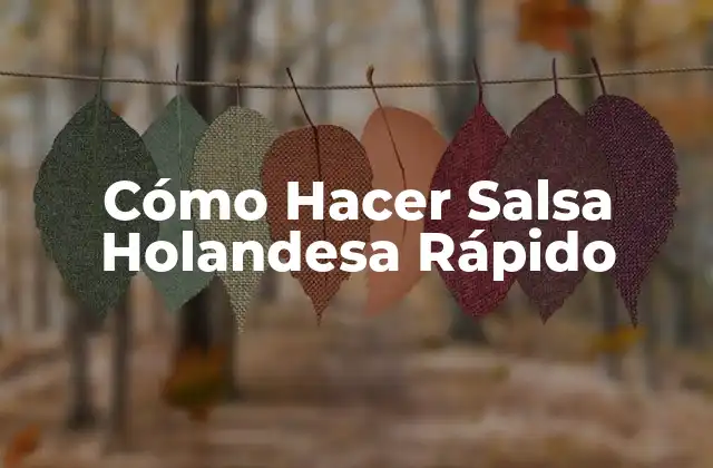 Cómo Hacer Salsa Holandesa Rápido