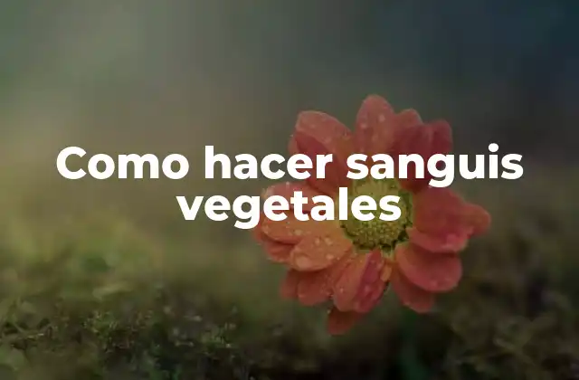 ¿Qué son los sanguis vegetales?