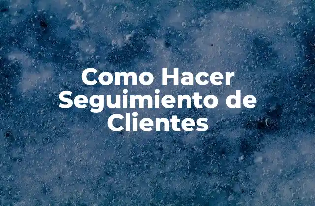 Como Hacer Seguimiento de Clientes