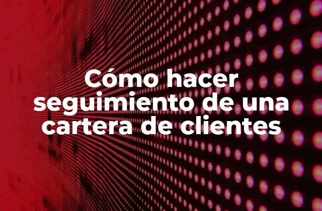 Cómo Hacer Seguimiento de una Cartera de Clientes