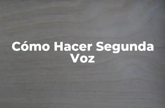 ¿Qué es la Segunda Voz y Para Qué Sirve?