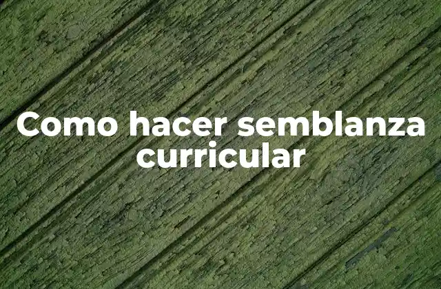 Como Hacer Semblanza Curricular