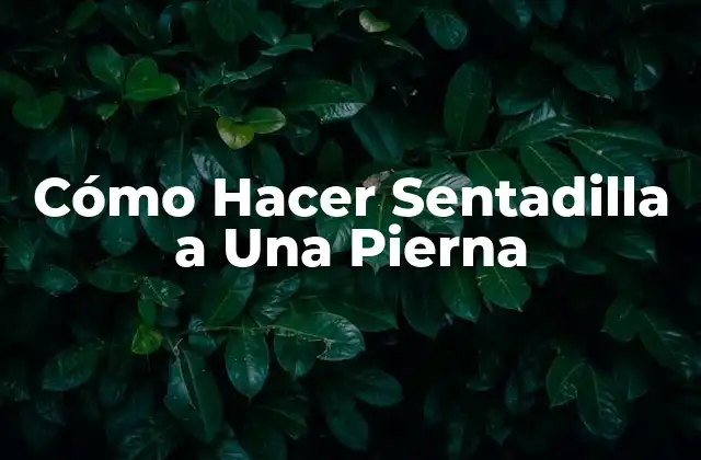 Cómo Hacer Sentadilla a una Pierna