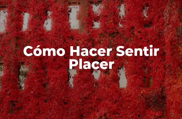 Cómo Hacer Sentir Placer