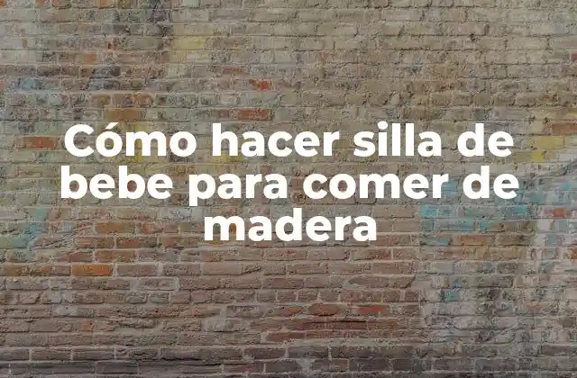 Cómo Hacer Silla de Bebe para Comer de Madera