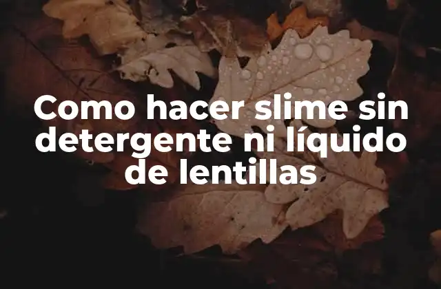 Como Hacer Slime sin Detergente ni Líquido de Lentillas