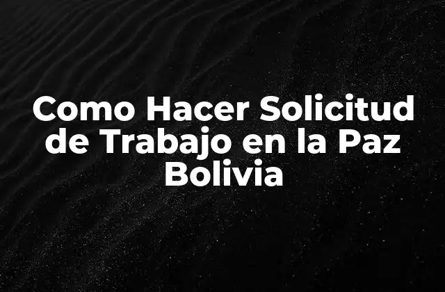 Como Hacer Solicitud de Trabajo en la Paz Bolivia