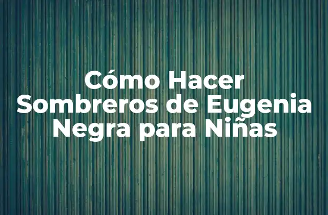Cómo Hacer Sombreros de Eugenia Negra para Niñas