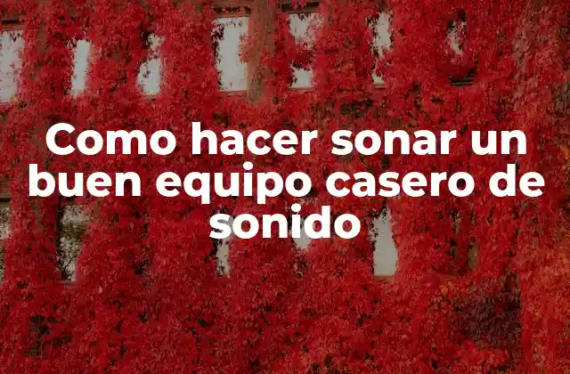 Como Hacer Sonar un Buen Equipo Casero de Sonido