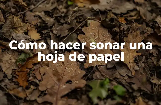 Cómo Hacer Sonar una Hoja de Papel