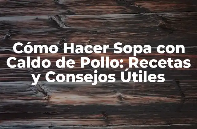 Cómo Hacer Sopa con Caldo de Pollo: Recetas y Consejos Útiles
