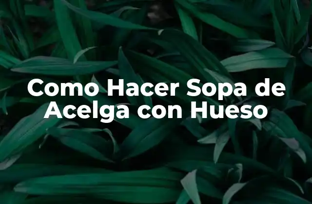 Como Hacer Sopa de Acelga con Hueso
