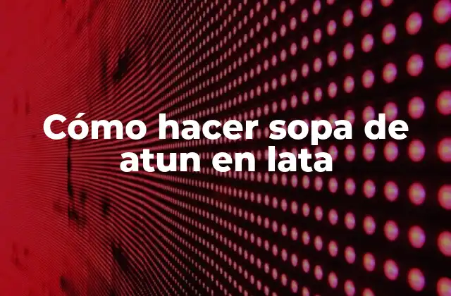 Cómo Hacer Sopa de Atun en Lata