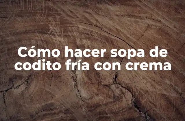 Cómo Hacer Sopa de Codito Fría con Crema 2 Sopa de codito fría con crema: ¿qué es y para qué sirve?