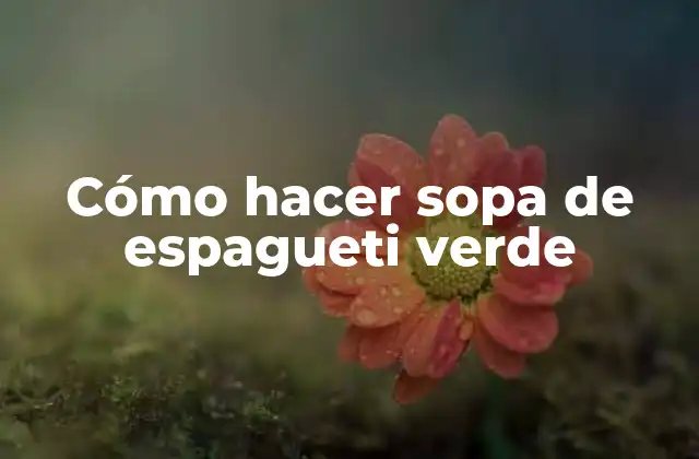 Cómo Hacer Sopa de Espagueti Verde