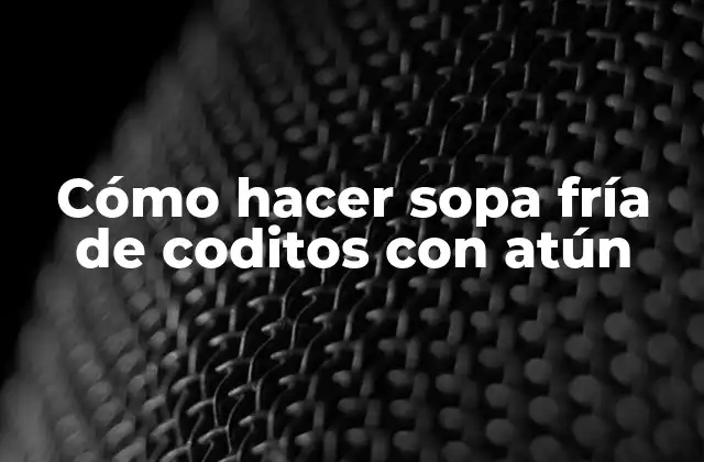 Cómo Hacer Sopa Fría de Coditos con Atún