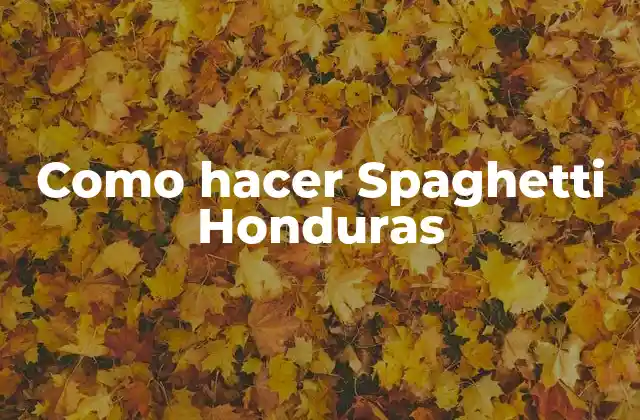 Como Hacer Spaghetti Honduras