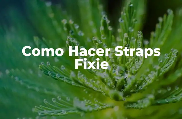 Como Hacer Straps Fixie