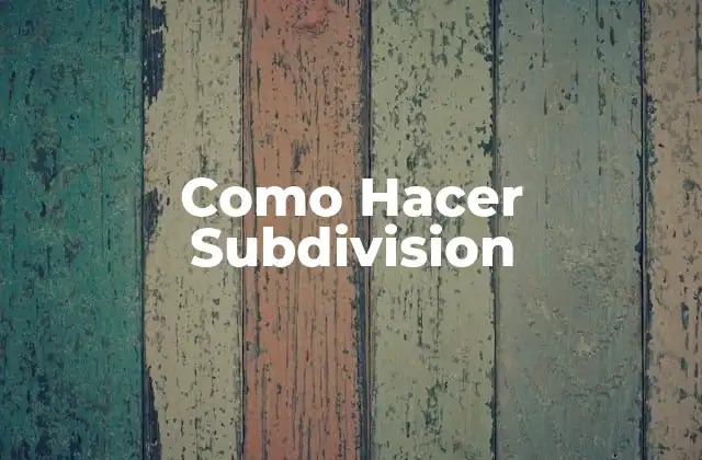 Como Hacer Subdivision