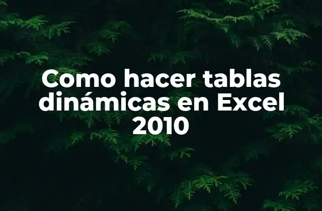 ¿Qué es una tabla dinámica en Excel 2010?